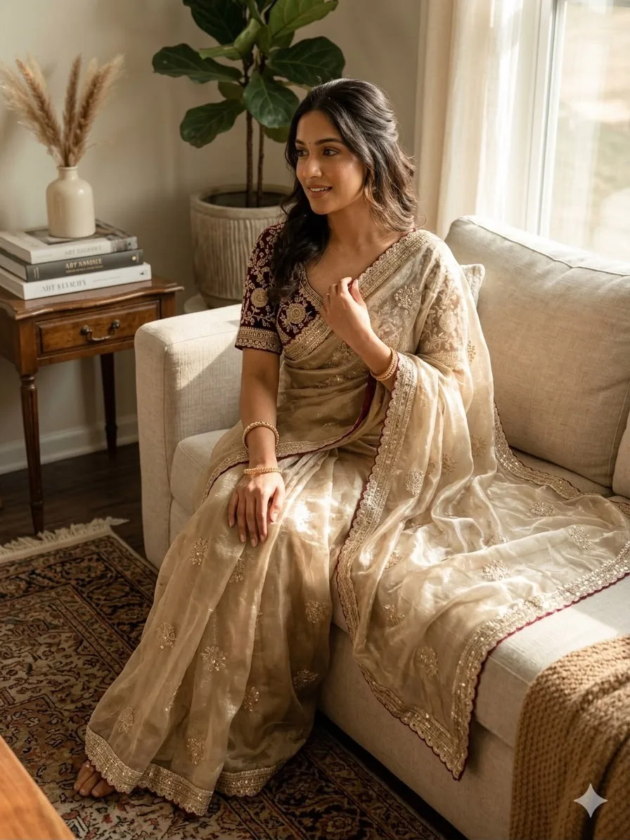 Soft Satin Saree with Embroidered Blouse 3 Exquisite Soft Satin Saree with Embroidered Blouse crafted from luxury Soft Frendy Satin Fabric with Shimmering Sequence and Zari Embroidery. Paired with Premium Heavy Front & Back Embroidered Blouse (Full Stitch Size 40, Alterable). Boutique quality guaranteed. Soft Satin Saree with Embroidered Blouse