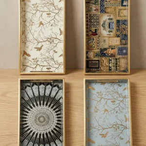 Tray Set of 4 Resin 12x6 Inch