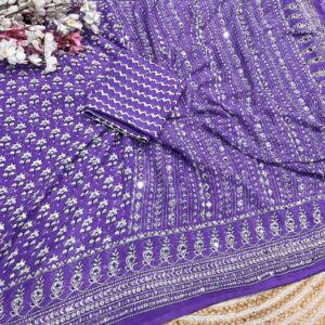 Wetless Print Saree with Original Mirror Work